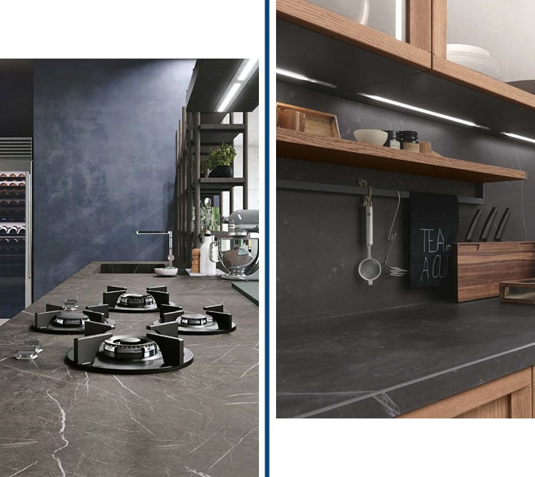 Cucine con piano di lavoro in Dekton